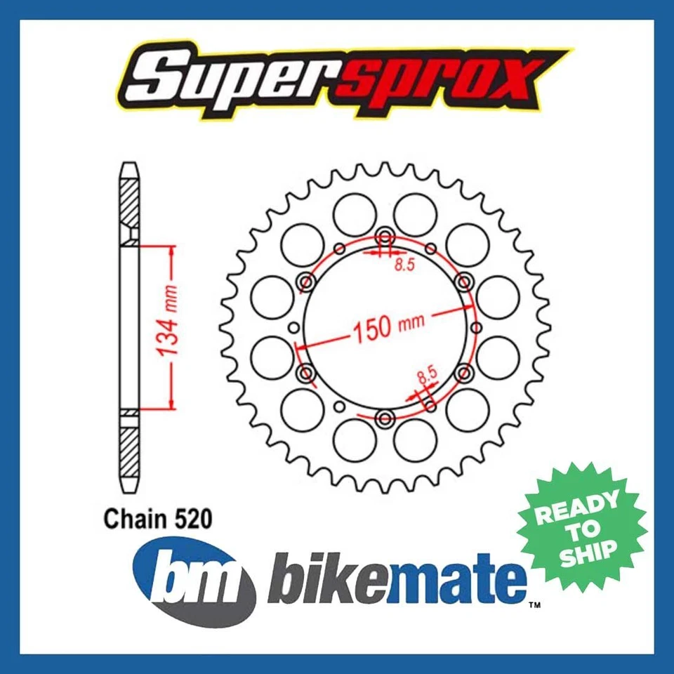 Piñón trasero acero 520-48T para Kawasaki KX 450 F 2006 2007 2008 2009 2010 Foto 1 de 1