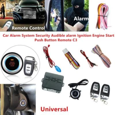 Car Alarm Security Ignition Push Button Remote Control Engine Start+Sensor Light - Image 1 of 4