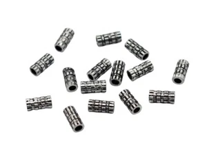 50 Pcs 7X3mm Bali Tiny Tube Bead Barrel Bead Antique Silver Plated - Picture 1 of 4