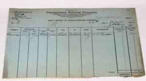 Tren Pennsylvania Railroad Company Nuevo Cumberland 1906 informe diario recibo antiguo - Imagen 1 de 5