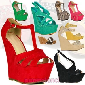 Zapatos Mujer de Cuña Salón Plataforma Tacón Alto Nuevos Sandalias Zuecos Outlet - Imagen 1 de 18