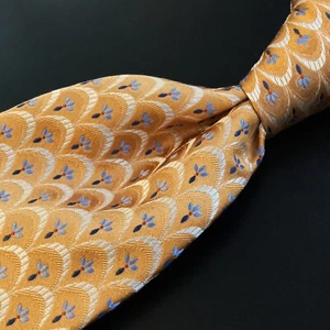 Ermenegildo Zegna Non Quindici Tie Men's Gold Blue Floral Arcade 3.75” 60” - Picture 1 of 8