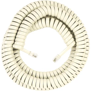 Cable de auricular modular en espiral para teléfono de 32 pies (marfil), RJ9, 32 pies, 32' - Imagen 1 de 5