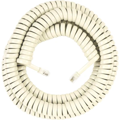 32 Feet Telephone Modular Coiled Handset Cord (IVORY), RJ9, 32ft, 32' - Image 1 of 4