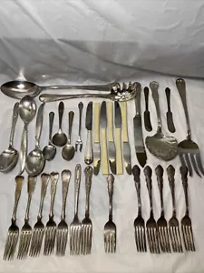 Vintage Silberbesteck Konvolut, 33 Gabeln, Löffel Messer, Gorham, Rogers, Waterford - Bild 1 von 8