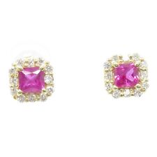 JEWELRY Ruby diamond Pierced earrings K18 Yellow Gold Pink Used