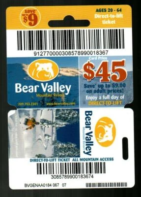 BEAR VALLEY MOUNTAIN RESORT Skier ( 2006 ) Lift Ticket Card ( $0 - Expired ) - Image 1 of 2