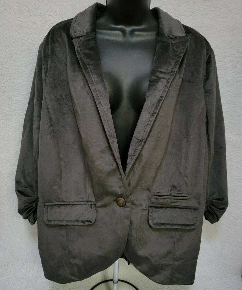 New Look Womens Blazer Jacket Coat Size 2X Gray NEW - Image 1 of 4