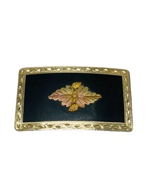 Landstrom's Black Hills Tri-Color Negro Hebilla de Cinturón 10KT Borde 3 1/4 x 1 7/8" De Colección Foto 1 de 4