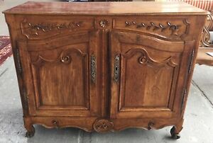 Antique French Provincial Sideboard Buffet Carved Oak 