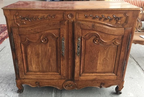 Antique French Provincial Sideboard Buffet Carved Oak Cover