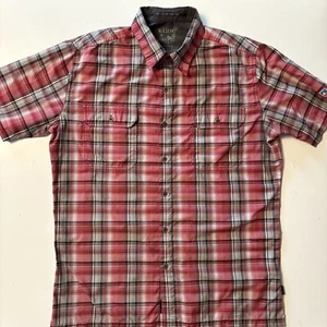 Kuhl Eluxur Men's M Short Sleeve Red Plaid Lightweight 2 Pocket Shirt Summer Sun - Picture 1 of 15