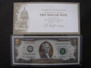 2003 A GOLD LEAF $ 2.00 FEDERAL RESERVE NOTE AUTHENTIC UNCIRCULATED - Picture 1 of 4