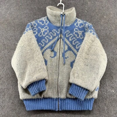 VTG Alafoss Icewool Jacket Womens M Cream Blue Wool Fair Isle Full Zip Sweater - Image 1 of 4