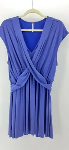 Free People Small Crisscross Draped Mini Dress Cobalt Color V Neck Flattering ! - Picture 1 of 9