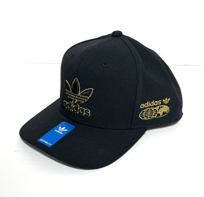 Adidas Moderno 2.0 Hombres Gorra Estructurada Sombrero Negro/Dorado Metálico Talla Única NUEVO Foto 1 de 4