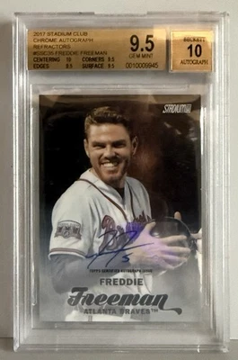 2017 Topps Stadium Club Chrome Freddie Freeman #SCC-35 Refractor Auto Braves 2/5 - Image 1 of 2