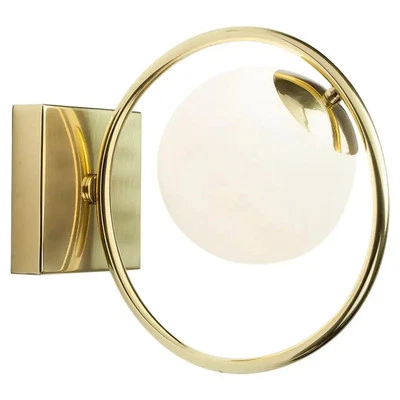 Art Deco Inspired Contemporary Loop Wall Sconce in Polished Brass Glass Wall Lam - Image 1 of 4