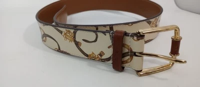 Lauren RALPH LAUREN Faux Leather BELT Bits & Bridles Chain Belt Equestrian Logo - Image 1 of 4