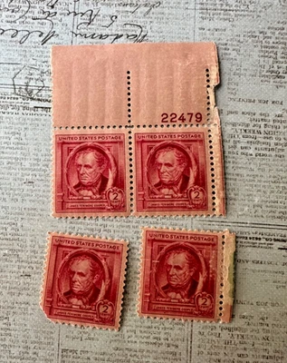Vintage 1940 unused US postage stamps of James Fenimore Cooper, Scott# 860 - Image 1 of 2