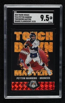 2020 Panini Mosaic Fluorescent Orange Prizm /25 Peyton Manning SGC 9.5 Mint+ HOF - Image 1 of 2
