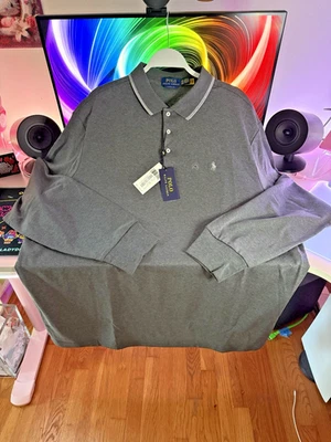 Ralph Lauren Mens XXL Polo Grey Long Sleeve Classic Fit Shirt $125 - Image 1 of 4