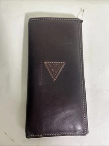 Guess Brown Leather Bifold Wallet Cardholder 7x3 Scuff - Picture 1 of 17
