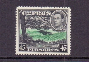 CHIPRE 1938 GVI 45pi VERDE Y NEGRO SG161 MH CAT £55 - Imagen 1 de 2