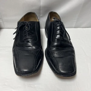 Folio New York Black Leather Square Toe Wingtip Oxford Men's 9.5M 5732 ITALY - Picture 1 of 11
