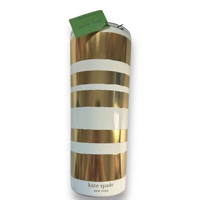 Kate Spade Gold Stripe Holiday Stainless Steel Insulated Tumbler 24 Oz FAST SHIP - Image 1 of 4