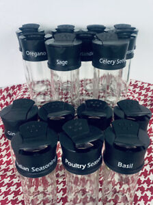 16-NEW Glass Jar Spice/Herbs Seasoning Shake Lids Bottles Set Kitchen Organize