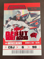 2019-20 Upper Deck Credentials Elvis Merzlikins Debut Ticket Access Red 16/99