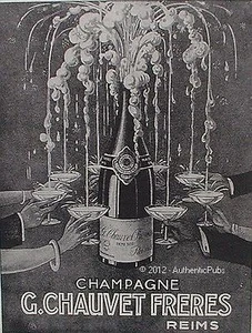 PUBLICITE CHAMPAGNE G. CHAUVET FRERES REIMS BOUTEILLE COUPES 1930 PUB FRENCH AD - Picture 1 of 1