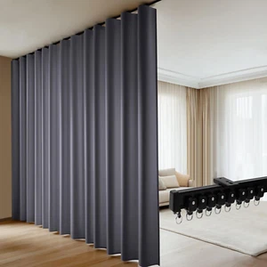 Room Divider Blackout Curtains Flexible Sliding Tracks Sets Ceiling Mounted Rod - Picture 1 of 7