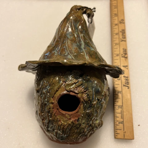 VTG Hornets Nest Stoneware Art Pottery Birdhouse Parsons Witches Hat Sculpture Cover