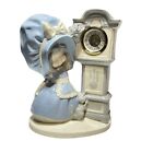Vintage West Germany Windup Robin Clock Girl With Cat Clock