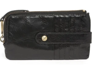 HOBO Flash Wallet Black Leather Card Stacker Zip Pocket | Black | NWT | $78 - Picture 1 of 6