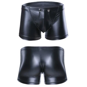 Sexy Herren Boxershorts Unterhose Kunstleder Wetlook Unterwäsche Leder Shorts - Picture 1 of 13