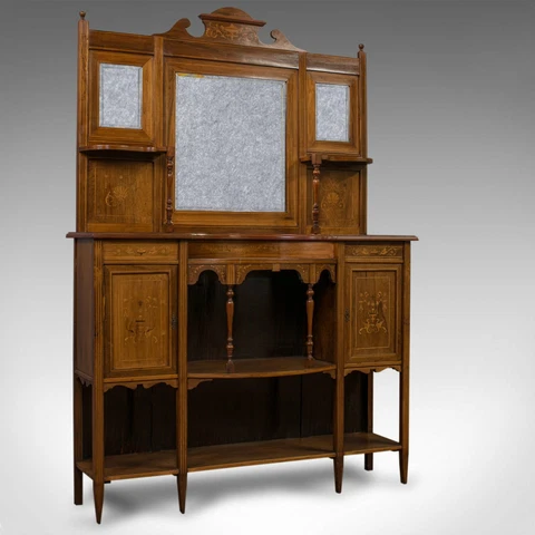 Antique Sideboard, English, Rosewood, Dresser, Boxwood Inlay, Victorian, C.1900 Cover