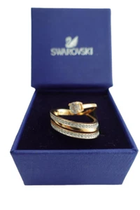 Swarovski NEW Crystal Rose Gold Twist Coiled Wrapped Stacked US 8 Eur 58 Ring - Picture 1 of 9