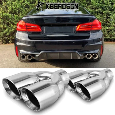 Para 5 Series G30 530i 540i Dual 2.5" a 3.5"OD ponta de escape quad aço inoxidável - Imagem 1 de 4