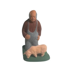 Santons L'Homme Au Cochon Daniel Coulomb Aubagne Clay Figurine 3-1/2” - Picture 1 of 5