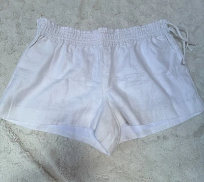 New J. Crew Womens XL White Linen Shorts Elastic Waist Side Tie Casual J1089 - Image 1 of 4