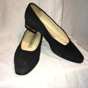Martinez Valero Vintage Pumps Women's Shoes 5.5 B Black Suede Round Toe Heels - Picture 1 of 7