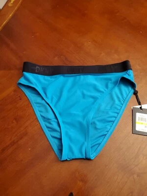 DKNY Women's High-Waist Logo Bikini Bottoms DI2BQ353 Blue M - Image 1 of 4