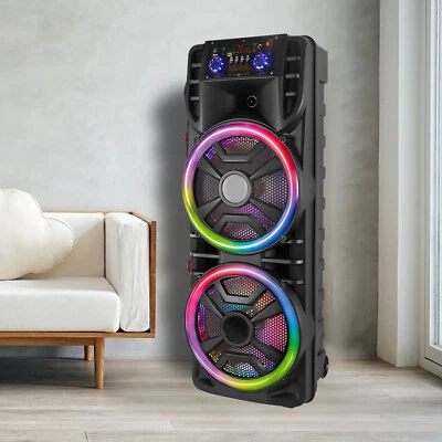 Bluetooth Speaker Rechargable Dual 12" Subwoofer 1” Tweeter Party Karaok & Mic - Image 1 of 4