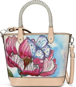 Brighton ODETTE Embroidered Tote Handbag Cross Body Floral Leather $385 NWT - Picture 1 of 5