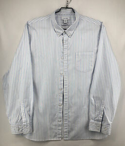 Calvin Klein Striped Button Up Shirt Mens XXL Long Sleeve Blue White Cotton