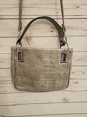Bolso Bandolera Pequeño Plateado Estampado Caimán Imitación Bueno Foto 1 de 4