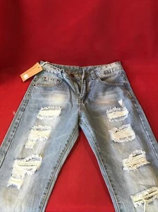 Pantalones de mezclilla ajustados Dant Bulun para hombre desgastados azul claro desgastados talla 30 - Imagen 1 de 3